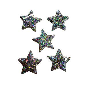 10 pc Silver AB Star Acrylic Flat Back Charm For Decoden Badge Reels, Earrings J